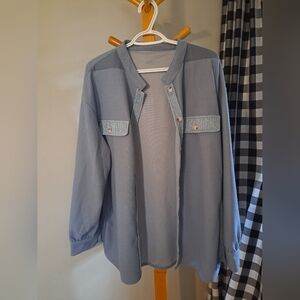 Women's Blue Button-Up Shacket
